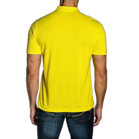 Jared Lang Yellow Cotton Knit Polo Size Small - Picture 2 of 2